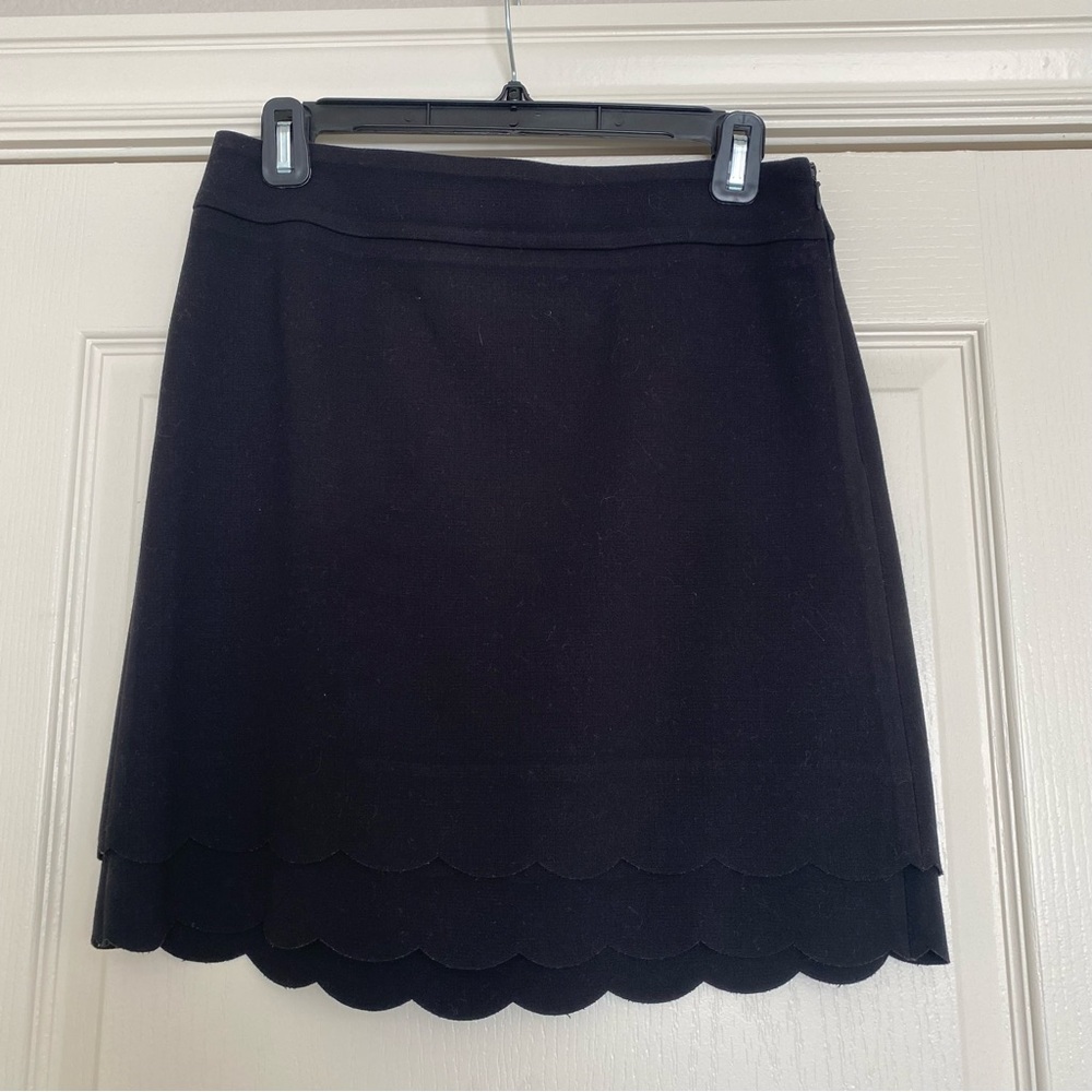 LOFT Black Scalloped Mini Skirt